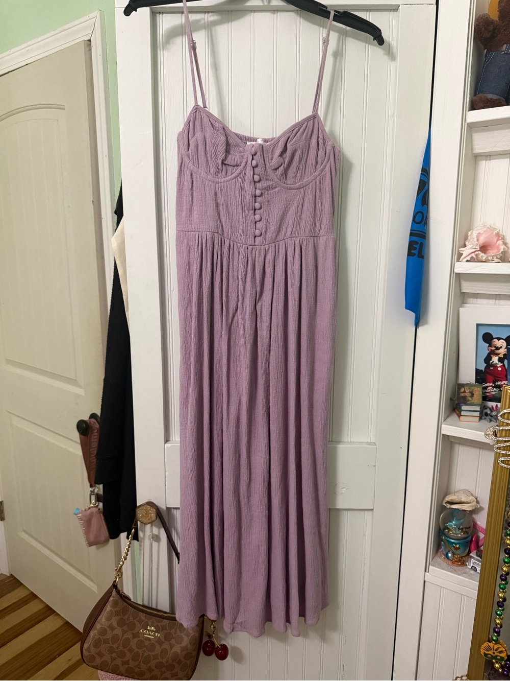 Astr The Label Mauve Button-Front Maxi Dress
